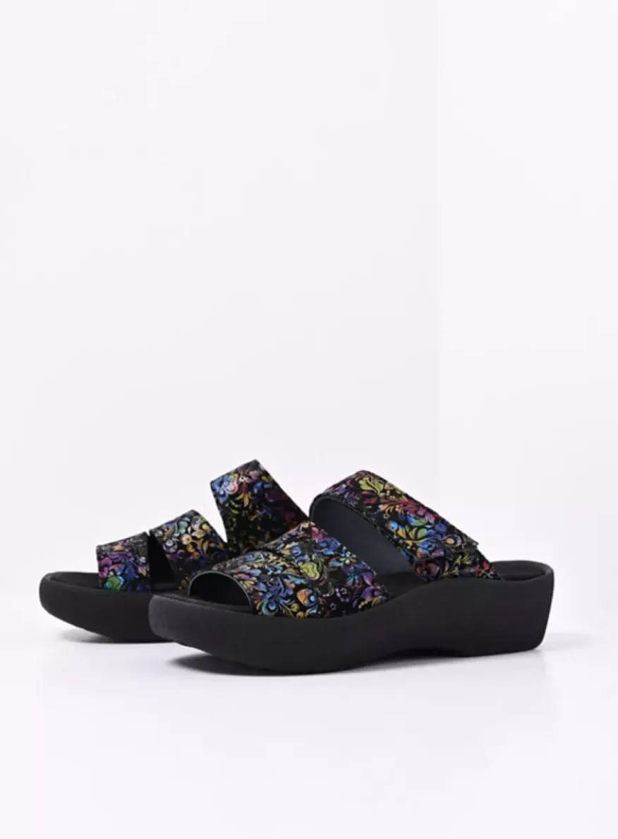 Aporia - zwart/multi flower nubuck