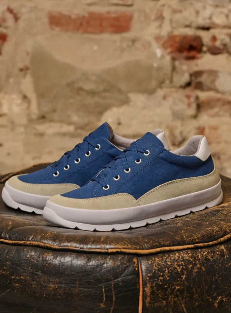 Babati - blauw canvas/suede