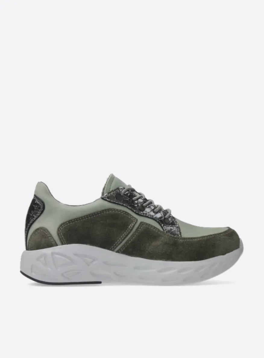 Bounce - grijsgroen combi leer