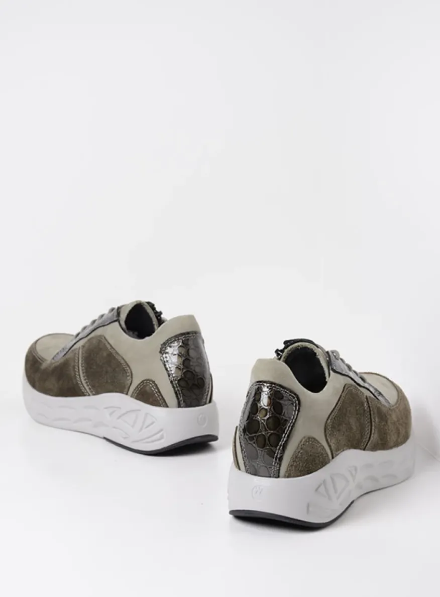 Bounce - grijsgroen combi leer