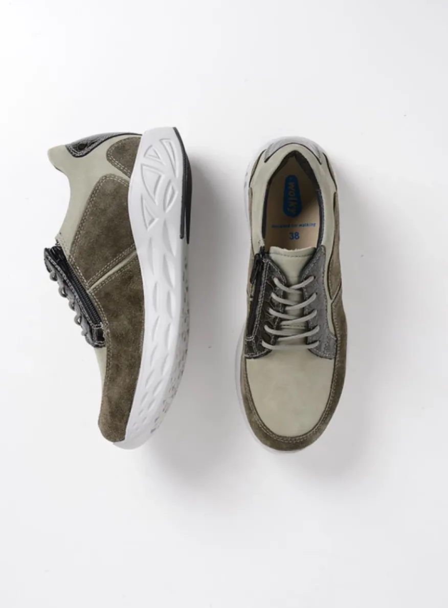 Bounce - grijsgroen combi leer