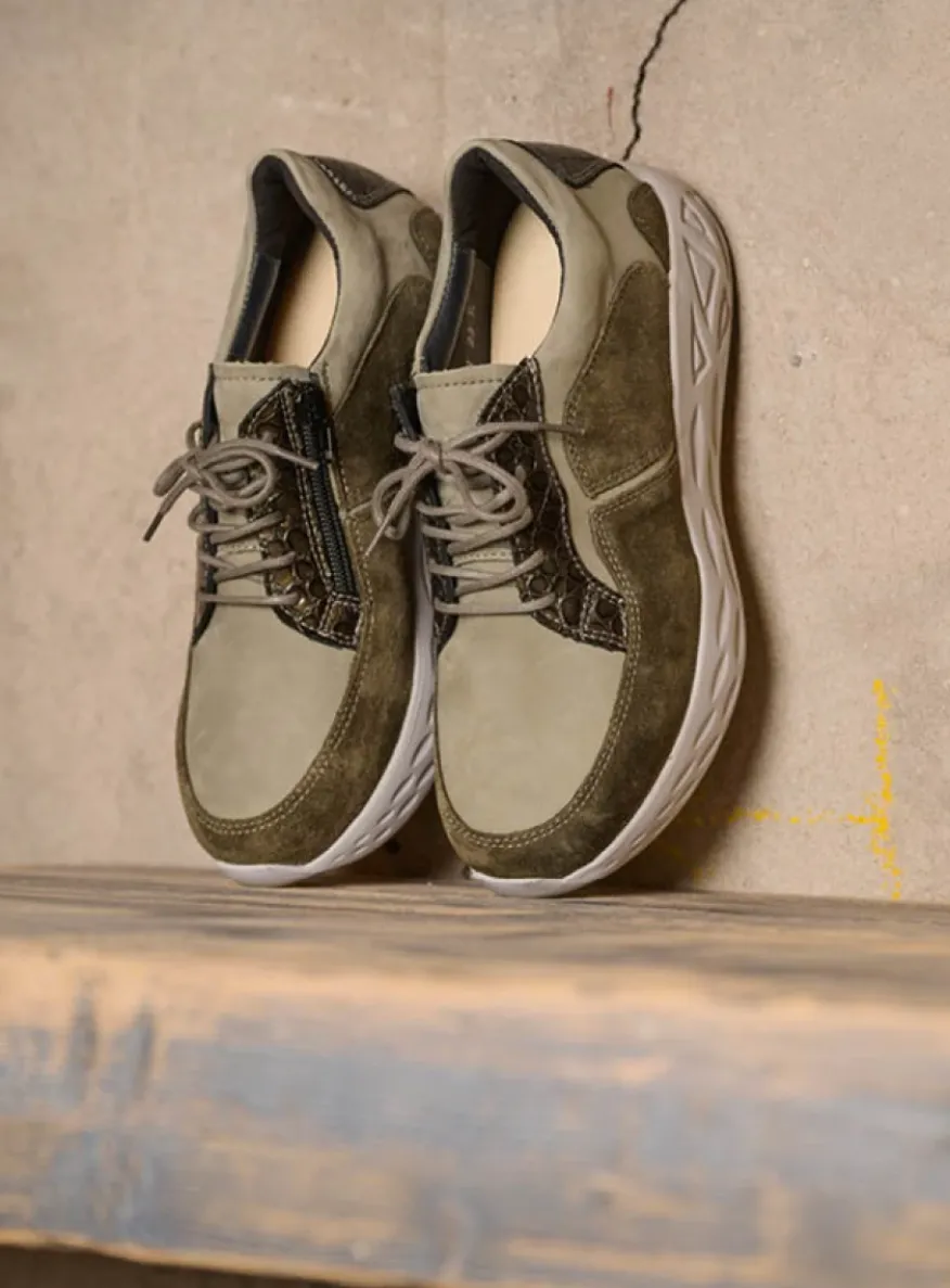 Bounce - grijsgroen combi leer