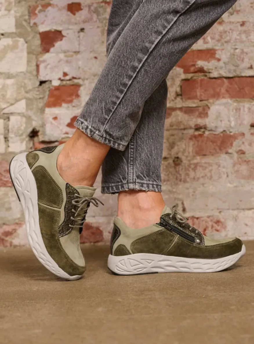 Bounce - grijsgroen combi leer