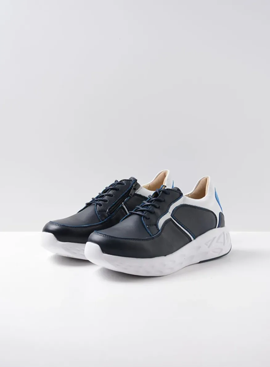 Bounce - wit/blauw combi leer