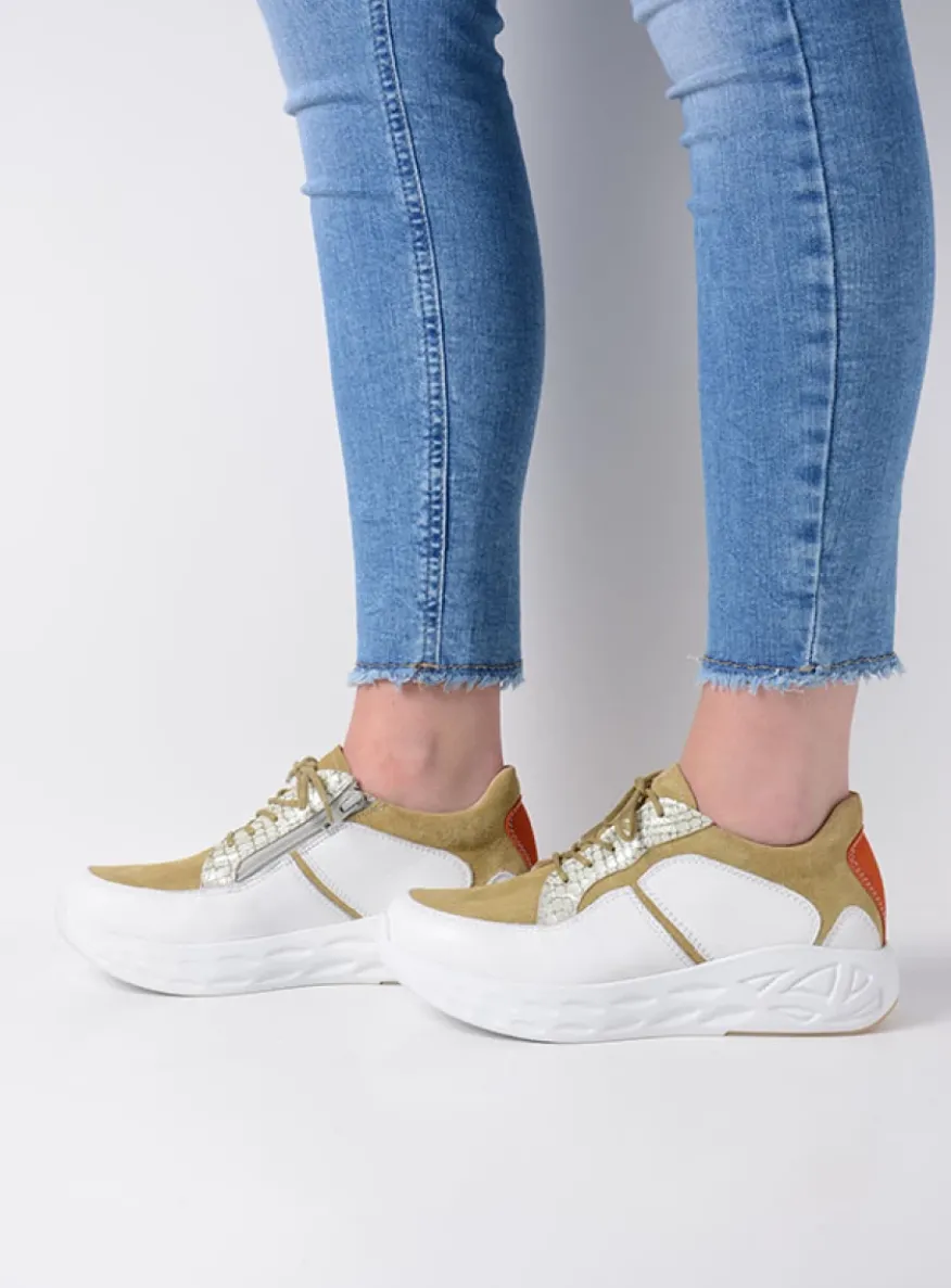 Bounce - wit/groen combi leer