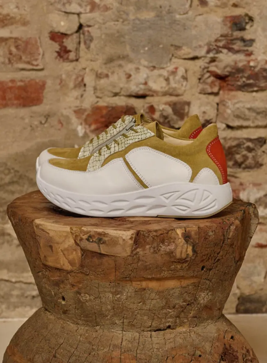 Bounce - wit/groen combi leer