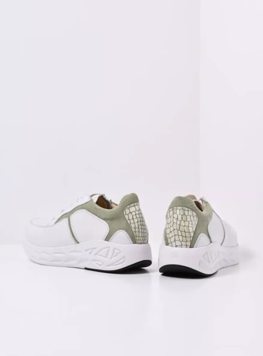 Bounce - wit/lichtgroen leer