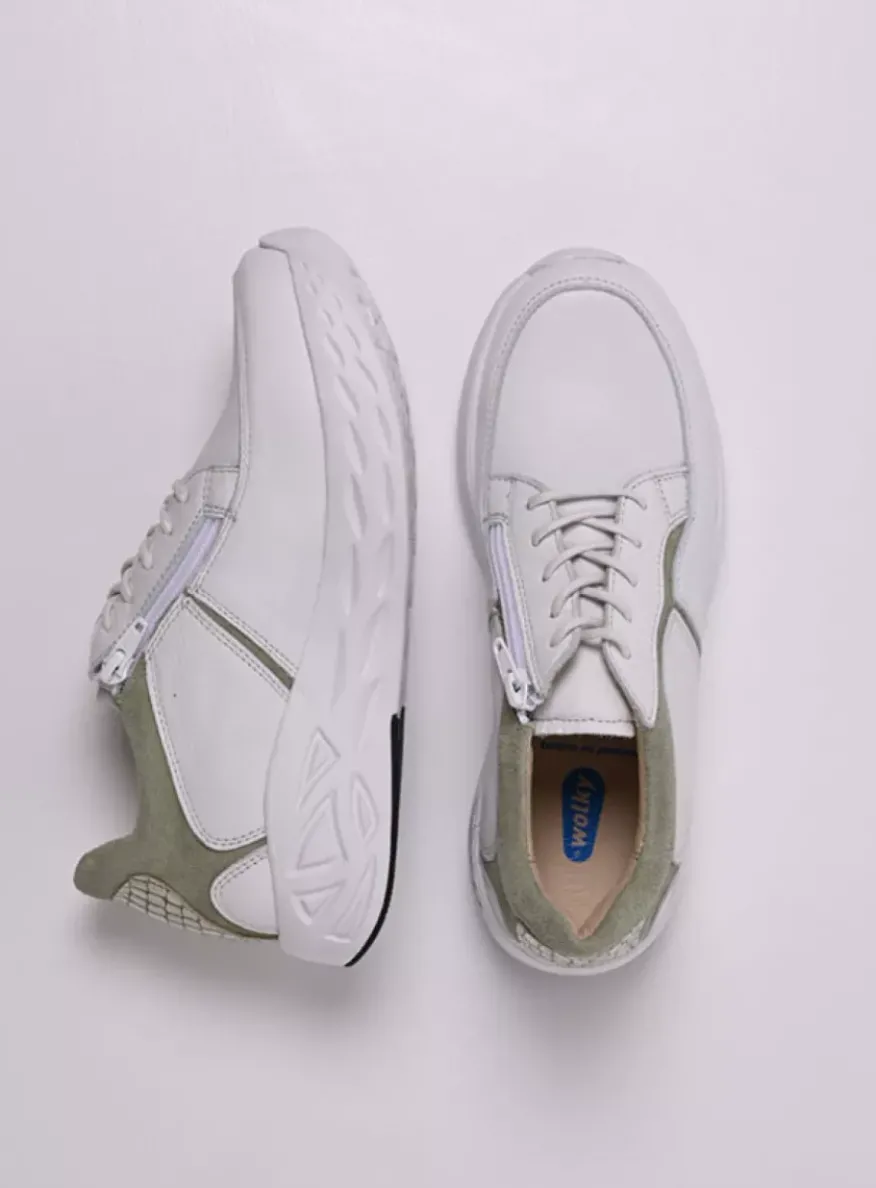 Bounce - wit/lichtgroen leer