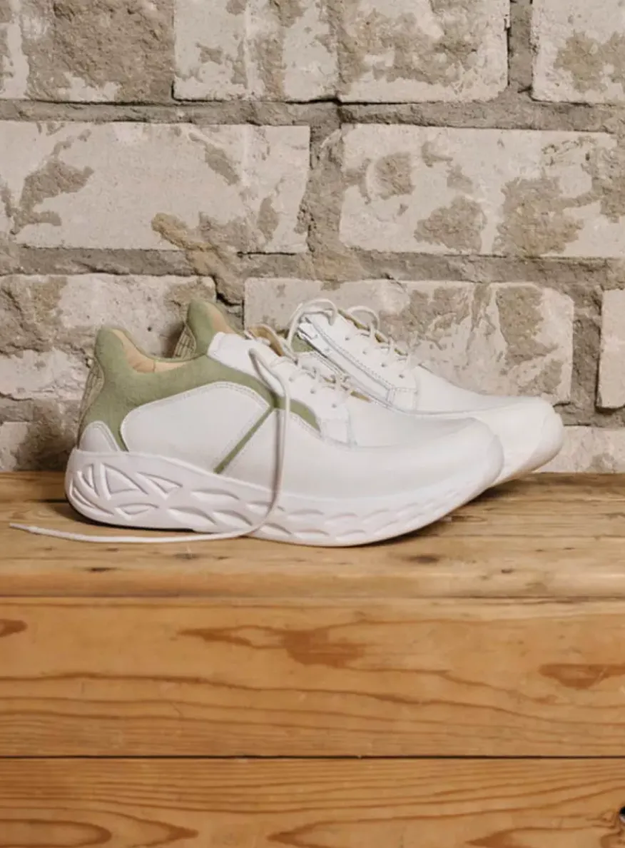 Bounce - wit/lichtgroen leer