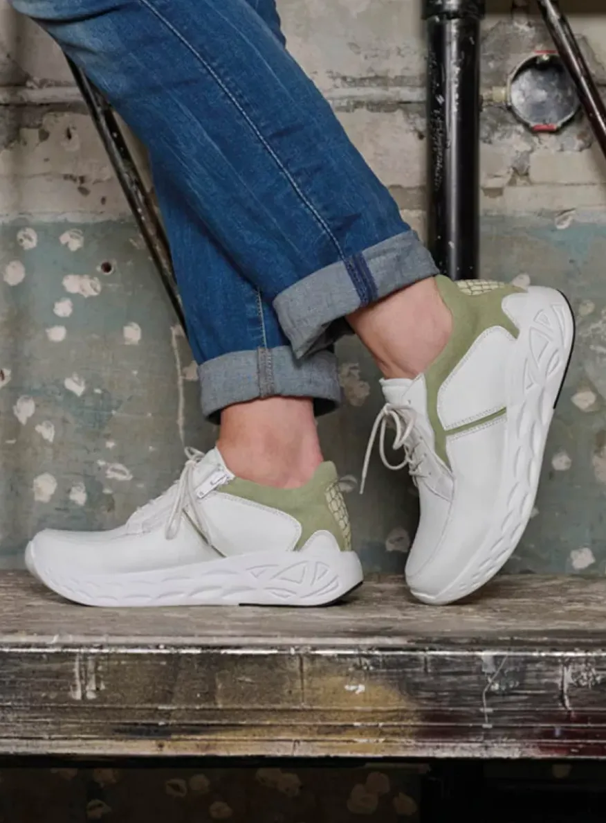 Bounce - wit/lichtgroen leer