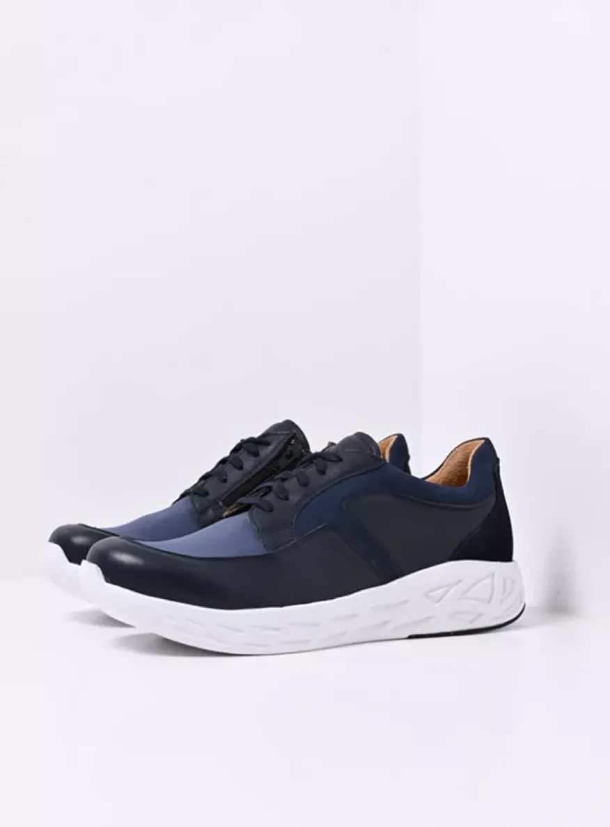 Bounce Men S2F - denim combi stretch leer