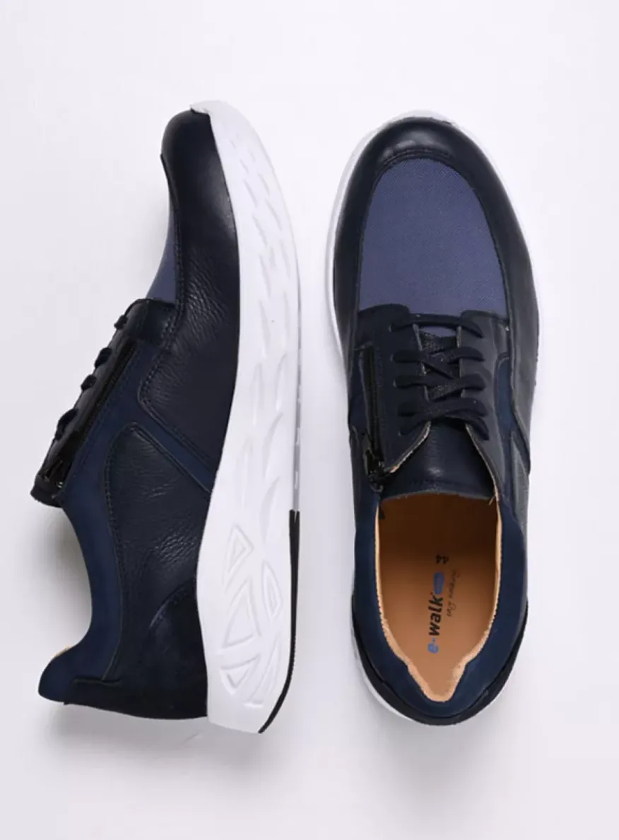 Bounce Men S2F - denim combi stretch leer