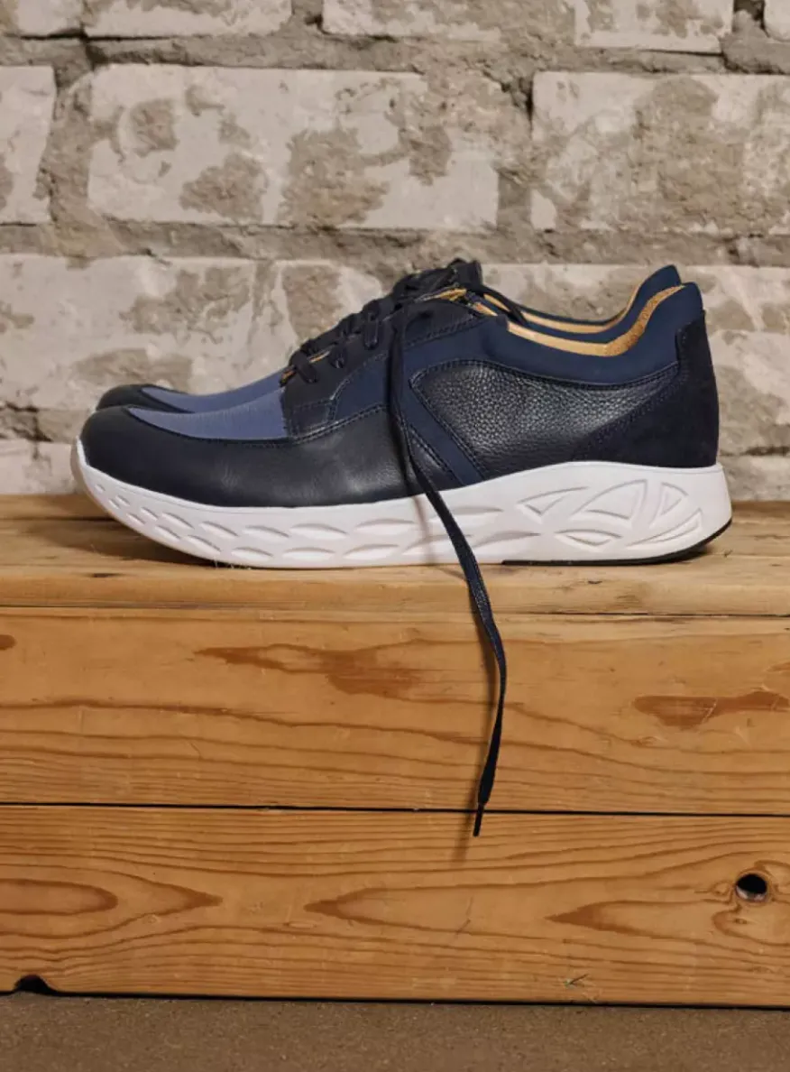 Bounce Men S2F - denim combi stretch leer