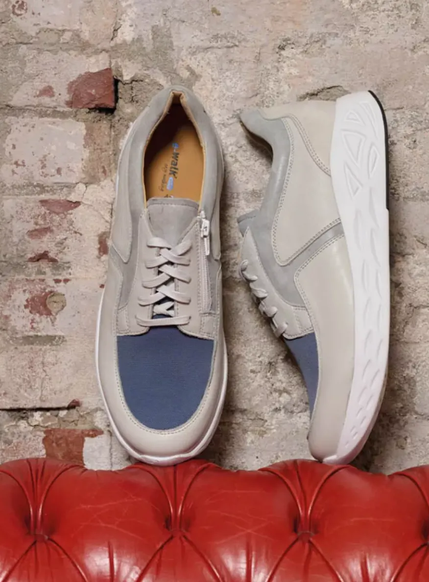 Bounce Men S2F - gebroken wit/jeans combi stretch leer