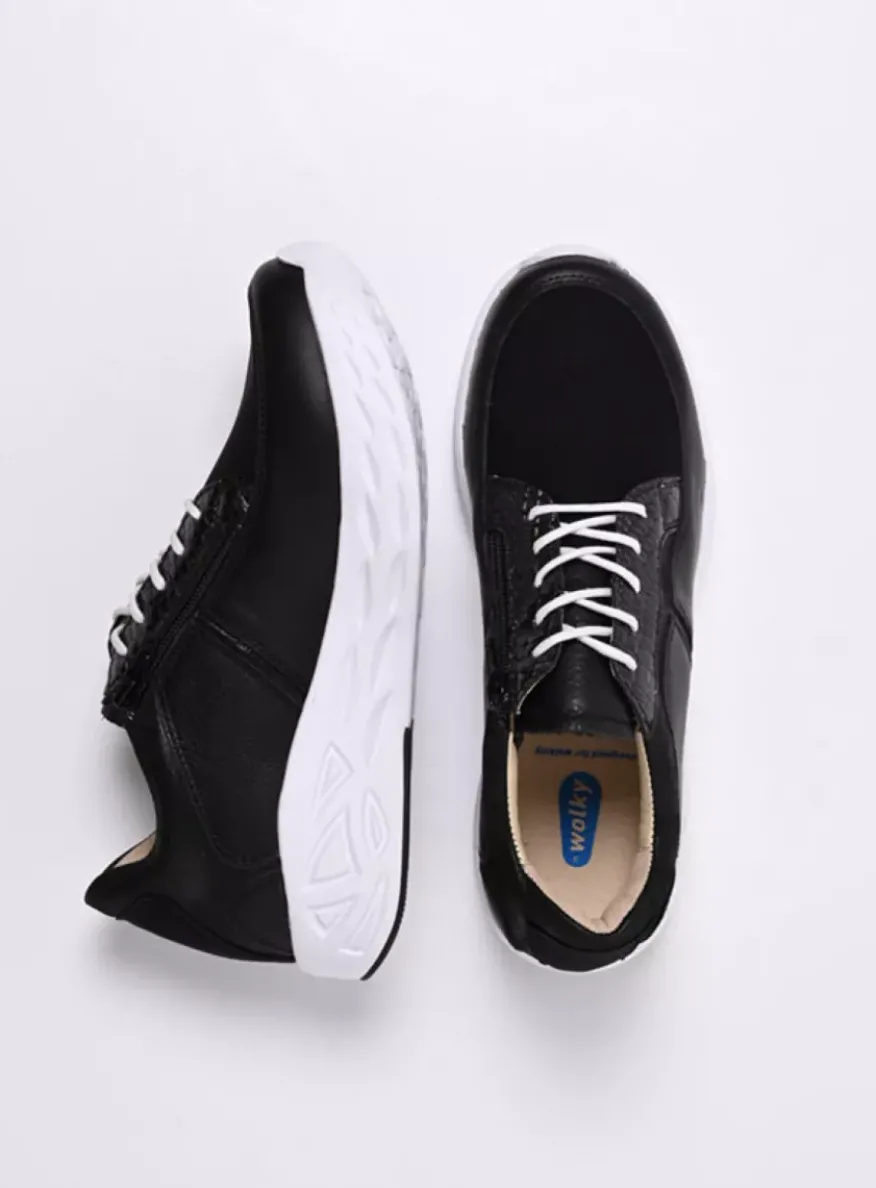 Bounce S2F - zwart/wit combi stretch leer