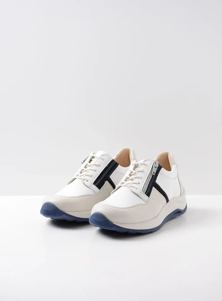 Comrie - wit/denim combi leer