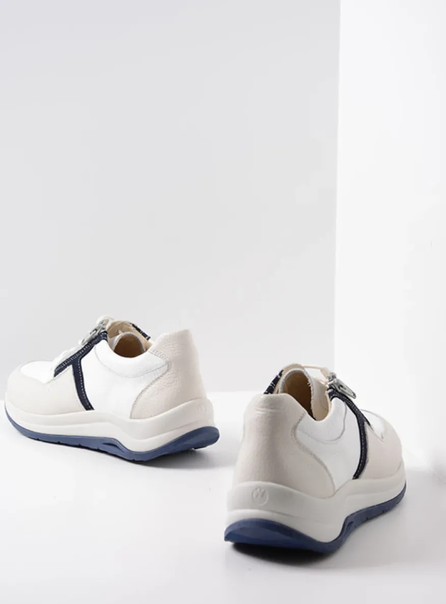 Comrie - wit/denim combi leer