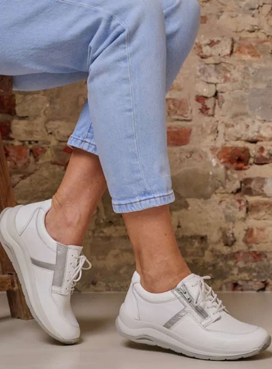 Comrie - wit/zilver combi leer