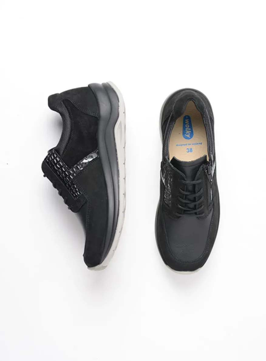 Comrie - zwart combi leer