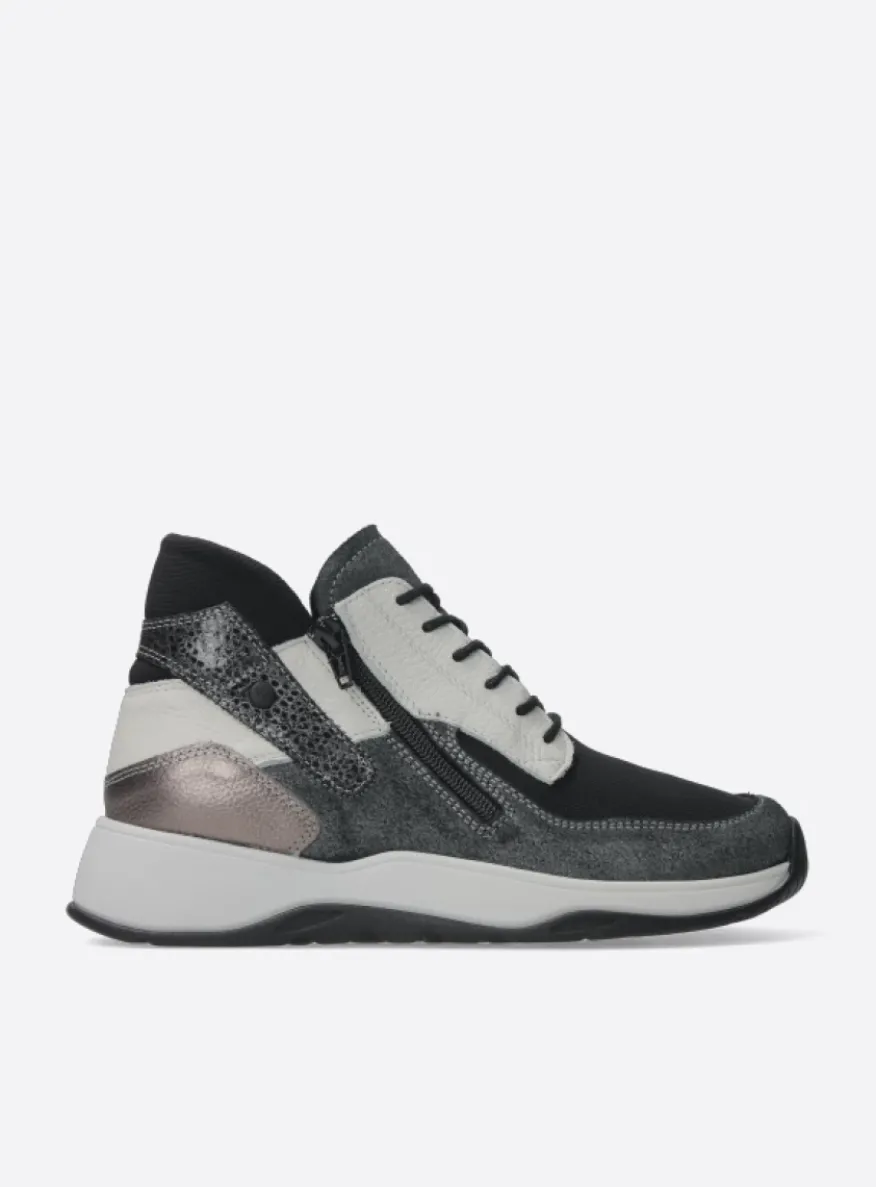 Crown S2F - zwart/gebroken wit stretchleer