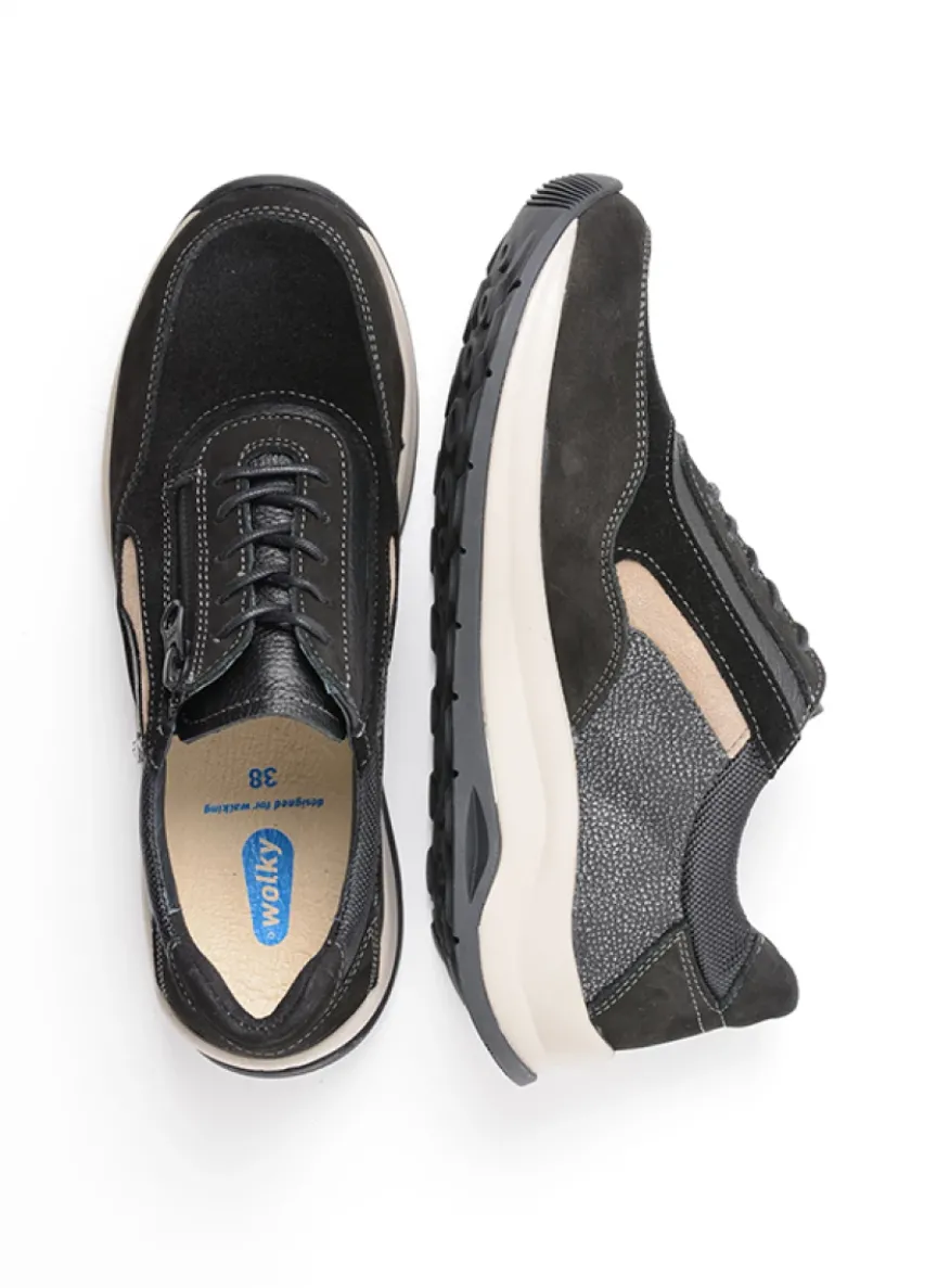 Cupar - zwart combi leer