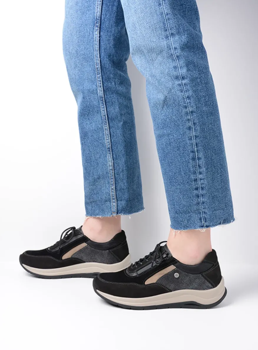 Cupar - zwart combi leer