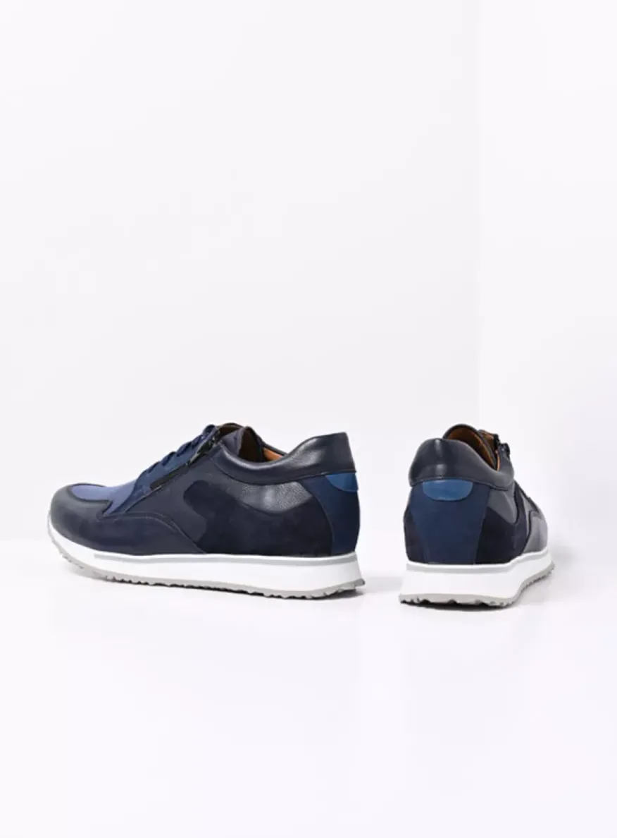 e-Go Men - blauw combi stretch leer