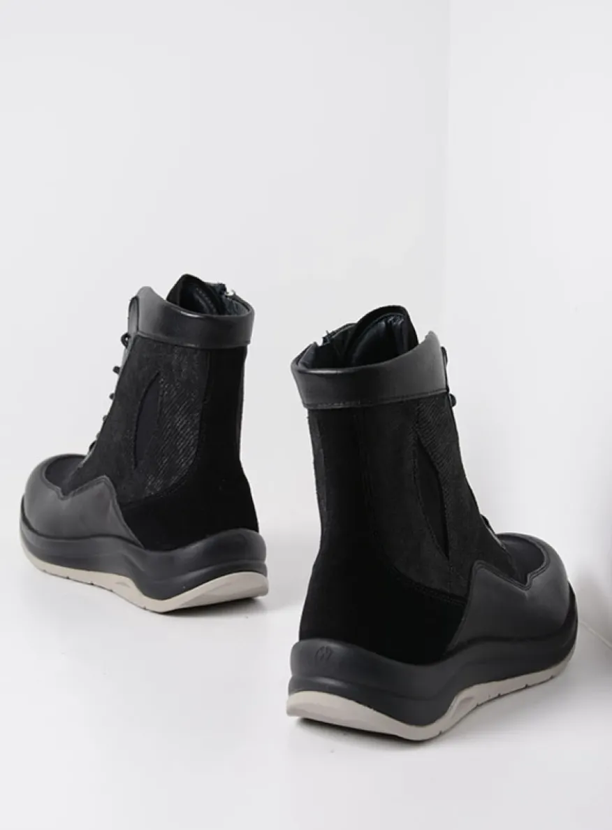 Ellon S2F - zwart combi stretchleer