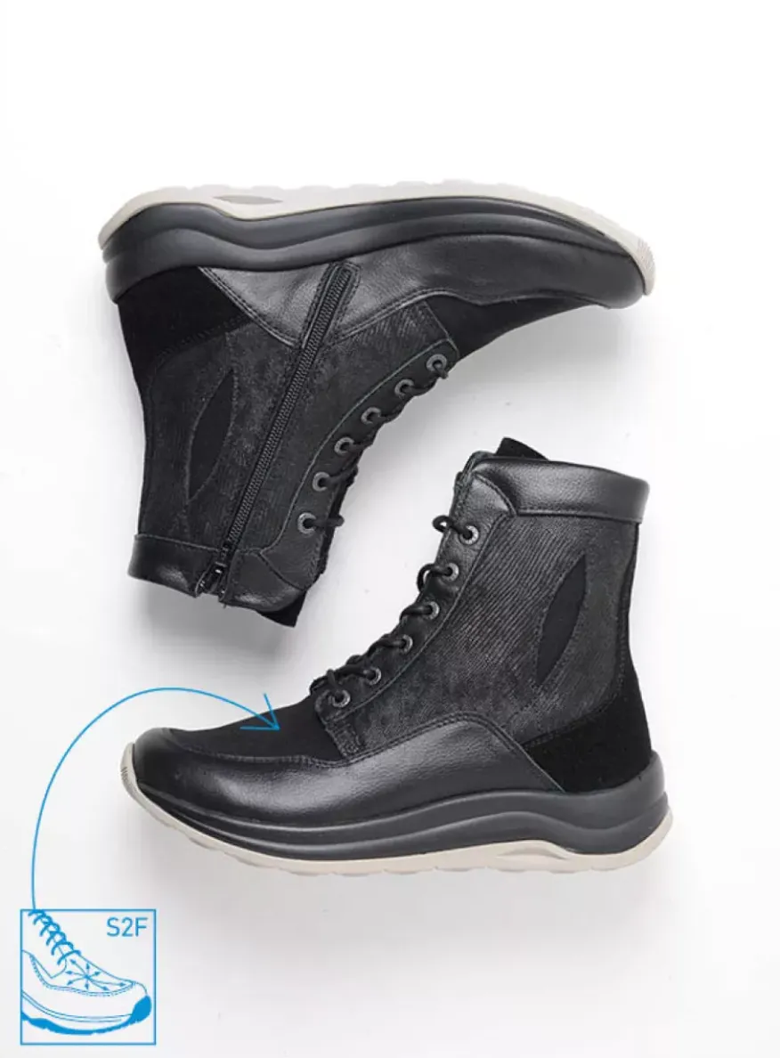 Ellon S2F - zwart combi stretchleer