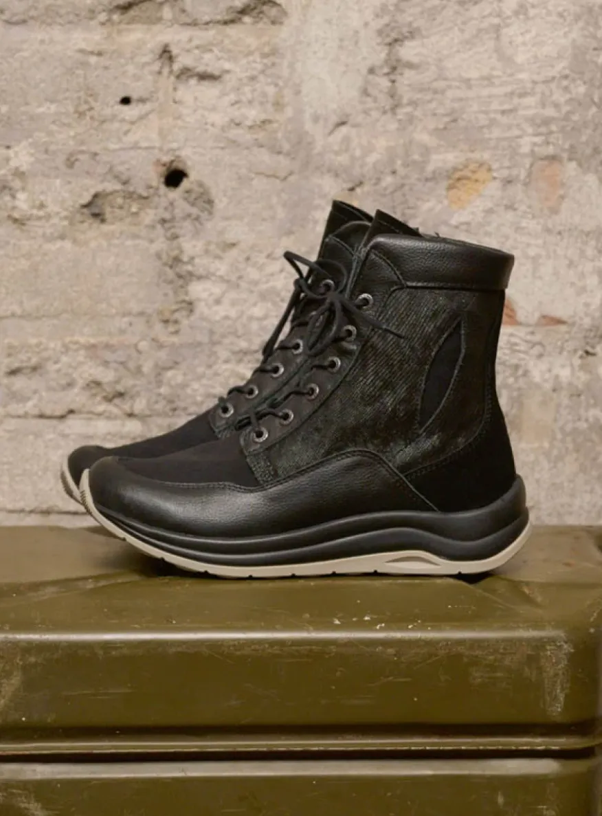 Ellon S2F - zwart combi stretchleer