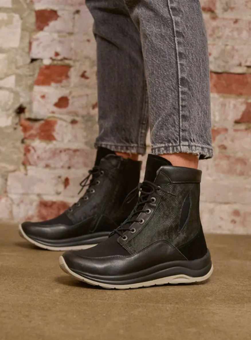 Ellon S2F - zwart combi stretchleer