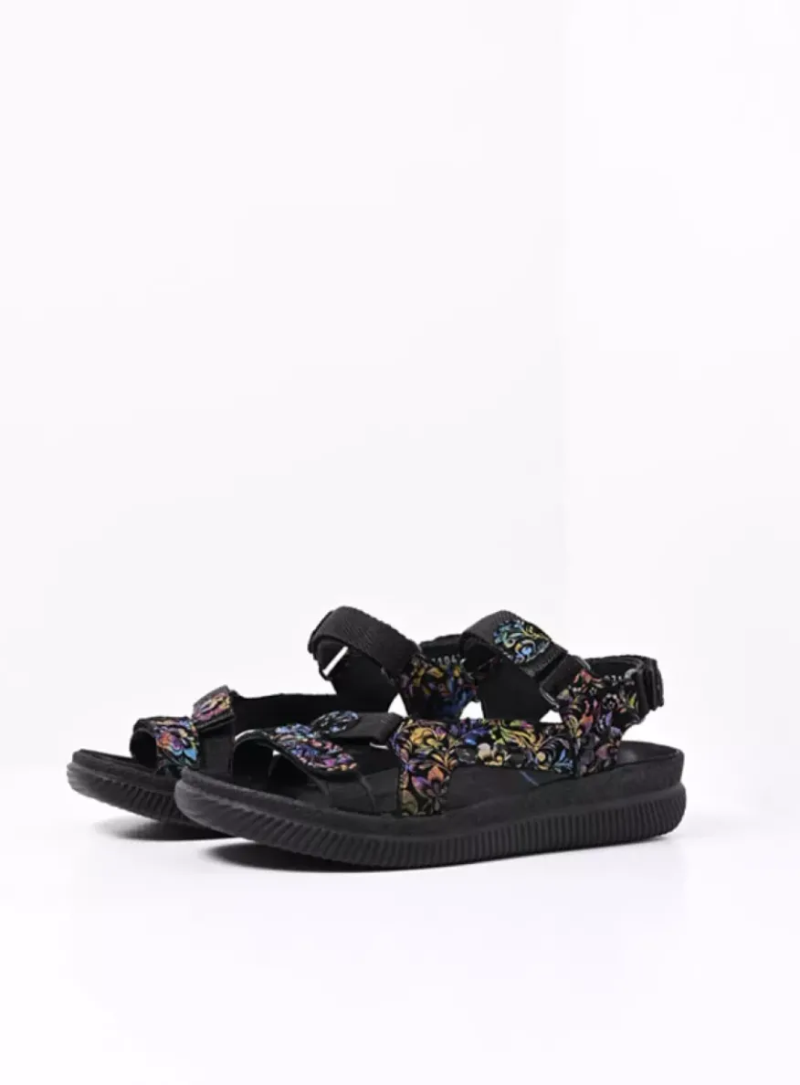 Energy Lady - zwart/multi flower nubuck