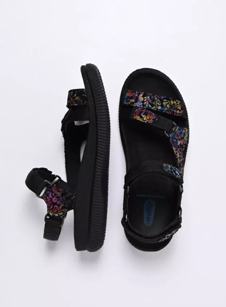 Energy Lady - zwart/multi flower nubuck