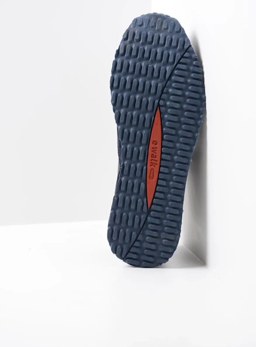 e-Runner - marineblauw combi leer