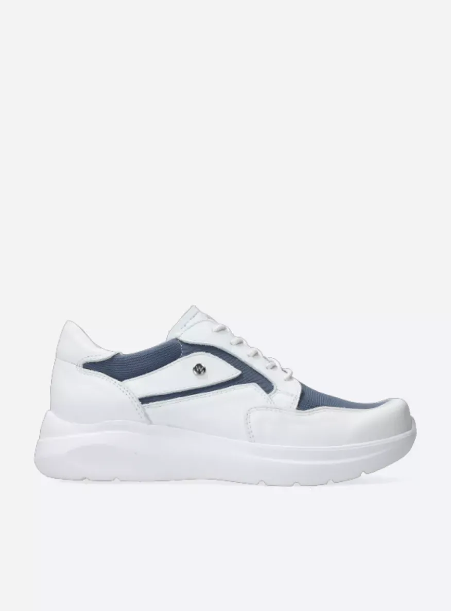 Impact S2F - wit/jeans combi stretch leer