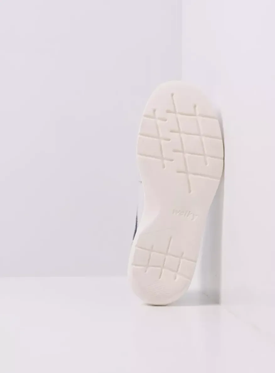 Impact S2F - wit/jeans combi stretch leer