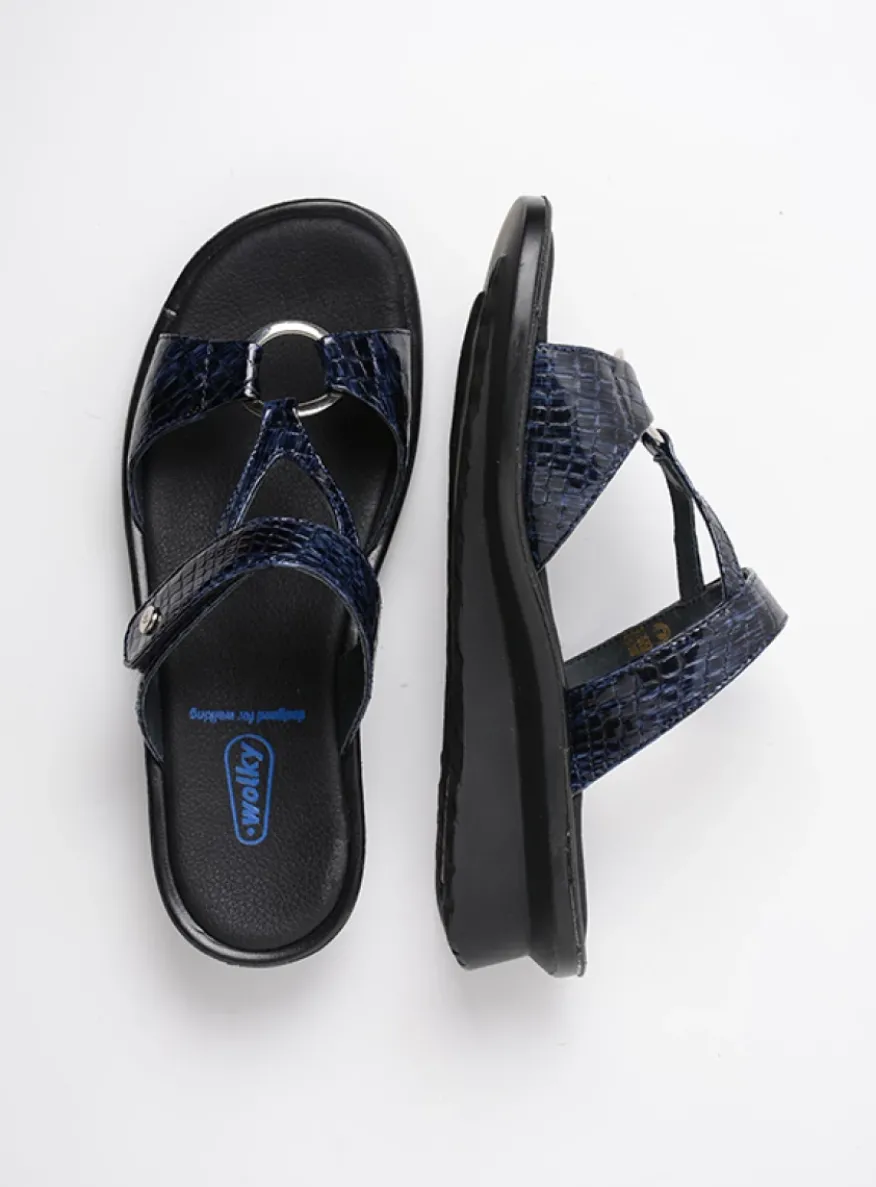 Isa - blauw crocolook lakleer