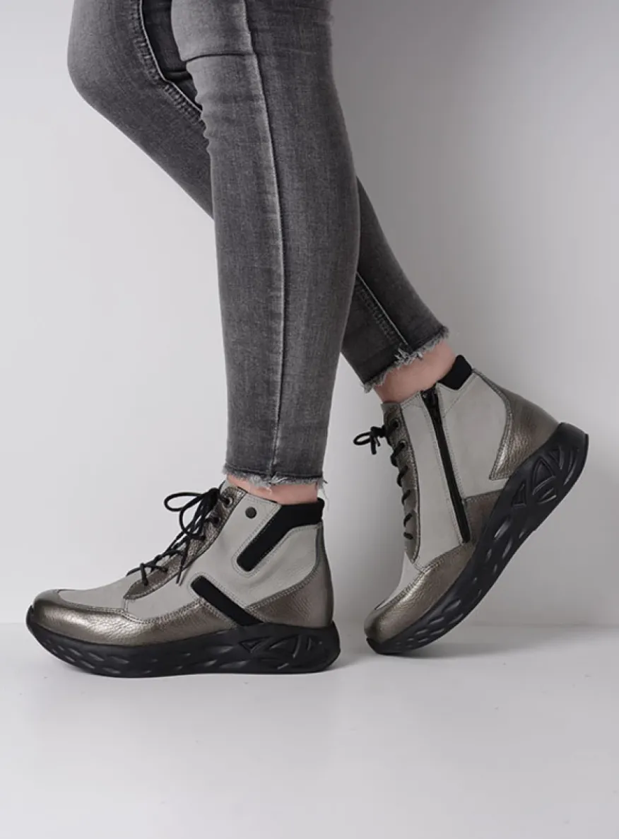 Leap - antraciet combi leer