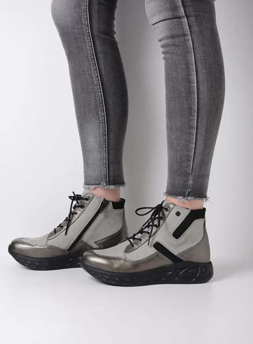 Leap - antraciet combi leer