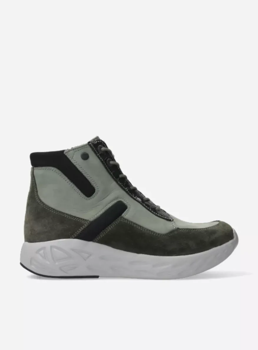 Leap - grijsgroen combi leer