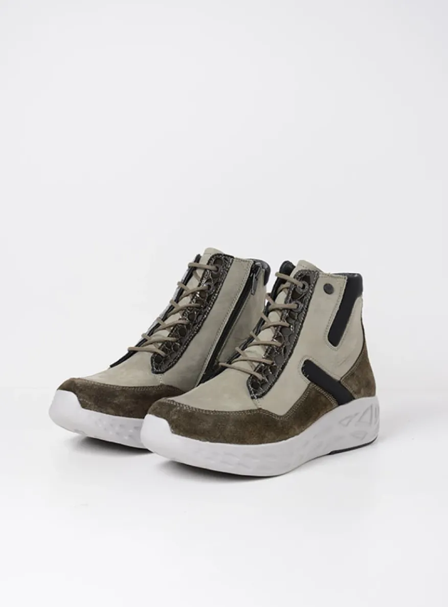 Leap - grijsgroen combi leer