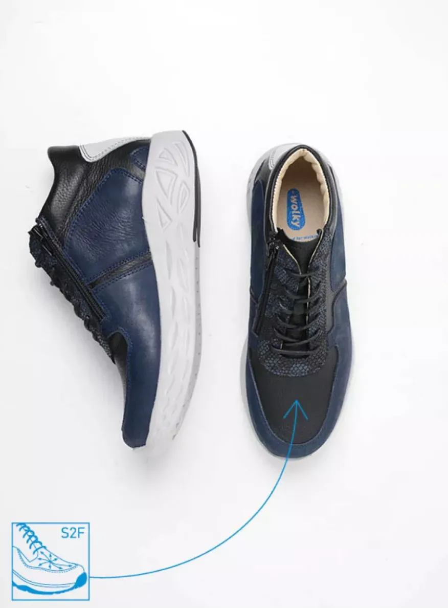 Pep S2F - denim combi stretch leer