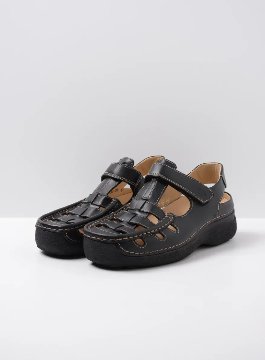 Roll Sandal Men - zwart leer