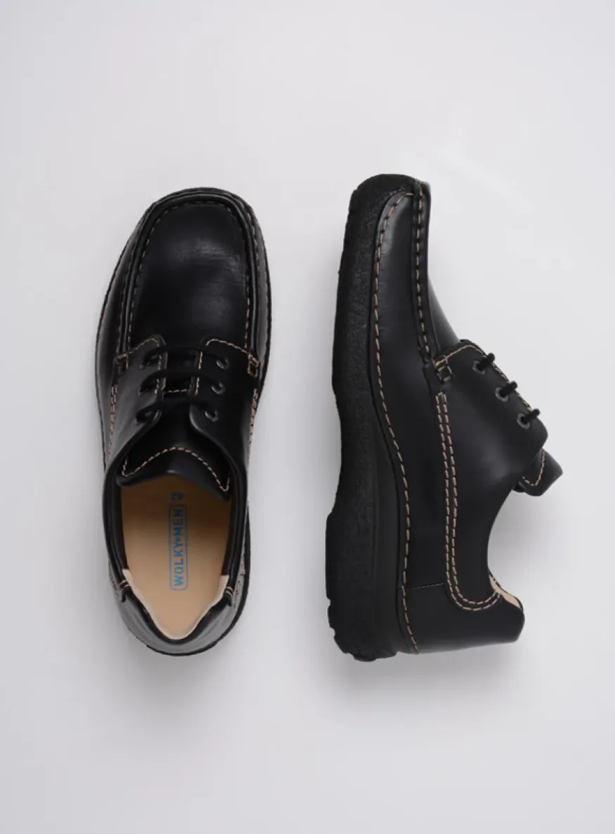 Roll Shoe Men - zwart leer