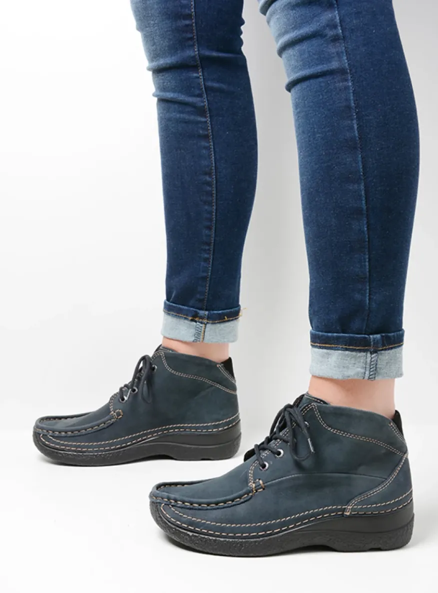 Roll Shoot - blauw nubuck