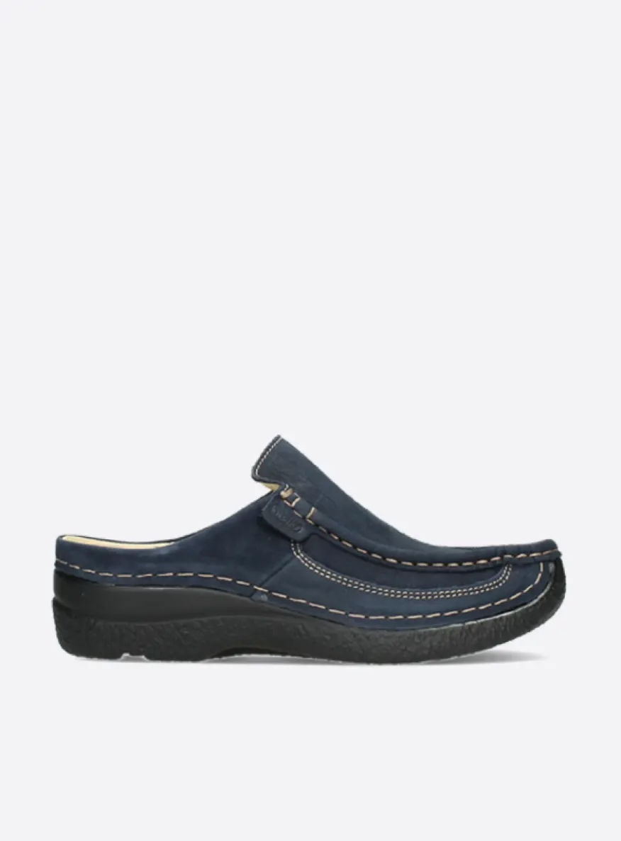 Roll Slide - blauw nubuck