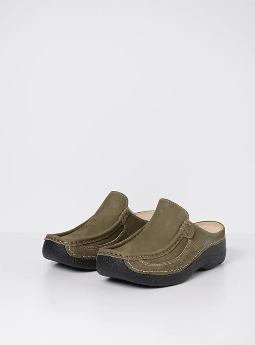 Roll Slide - pesto groen nubuck