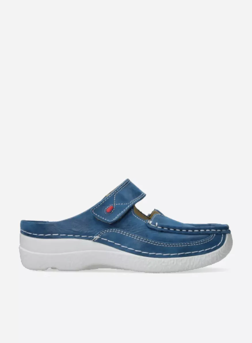 Roll Slipper - blauw effectleer