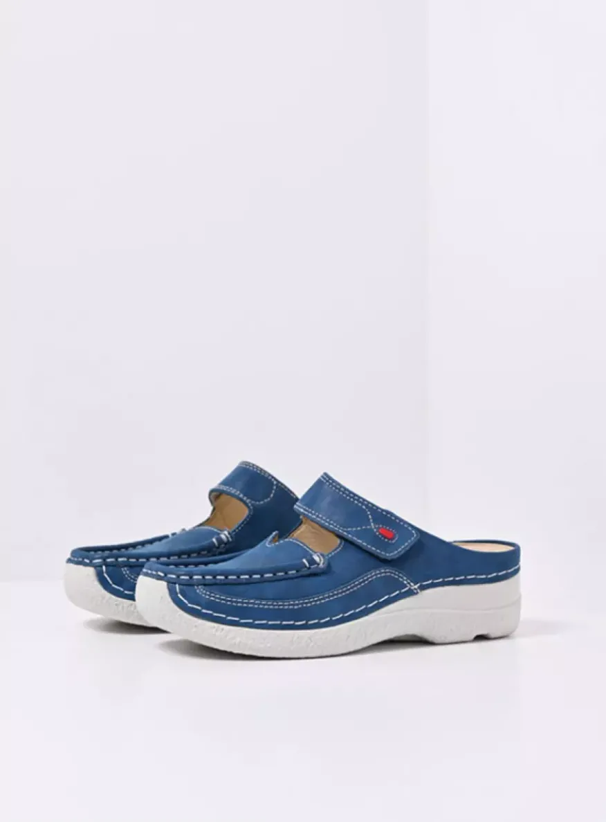 Roll Slipper - blauw effectleer