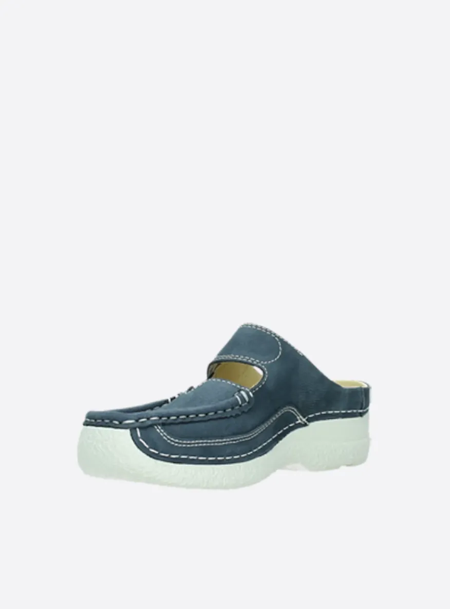 Roll Slipper - denim nubuck